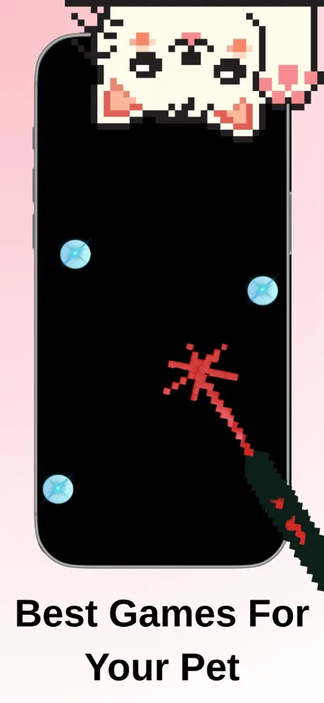 Laser Chase game for cats — red laser dot darting across a high-contrast black screen